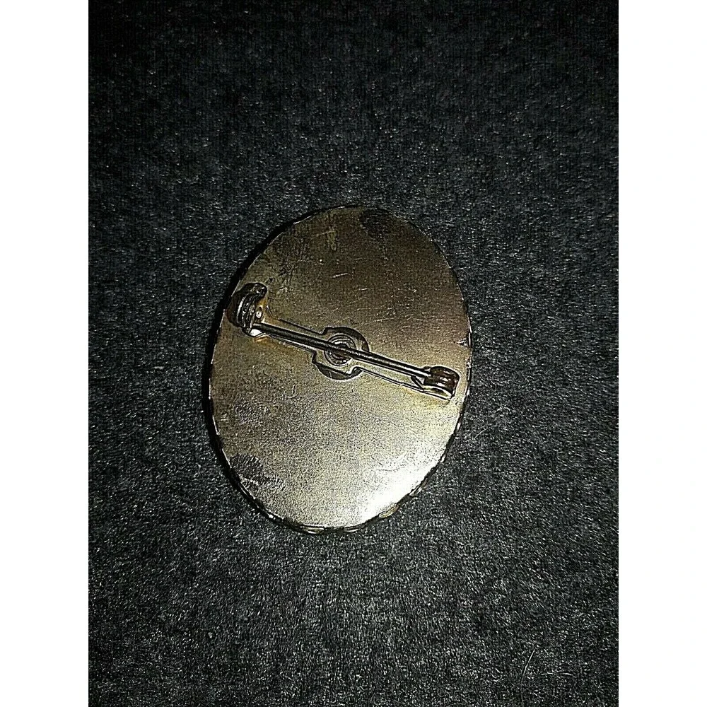 Vintage Bambi Deer Oval Brooch Pin 1.25